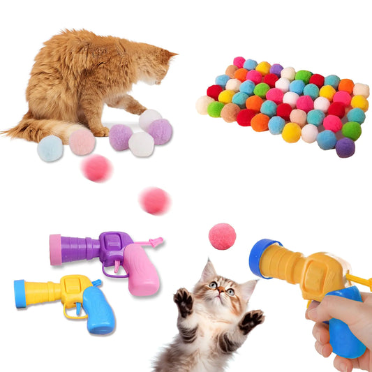 CatChase Playset: 50 Pompom Balls & Dual Launchers