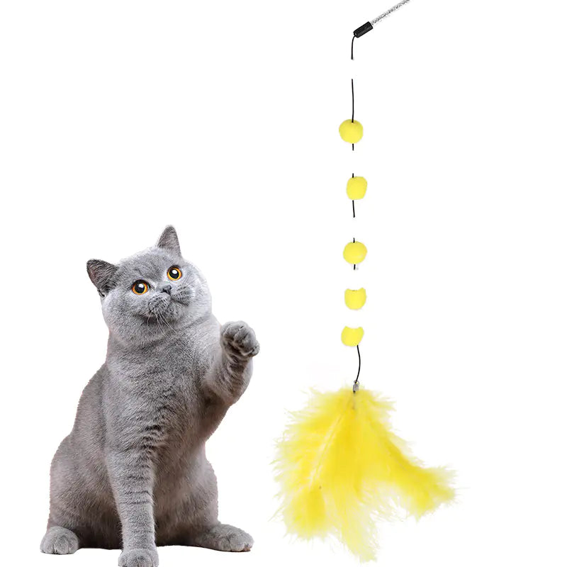 Cat Teaser Wand with Pom Poms