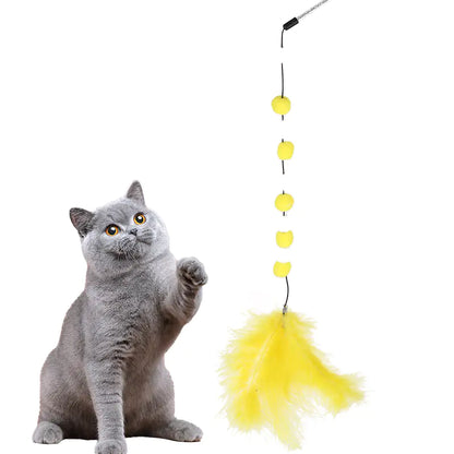 Cat Teaser Wand with Pom Poms