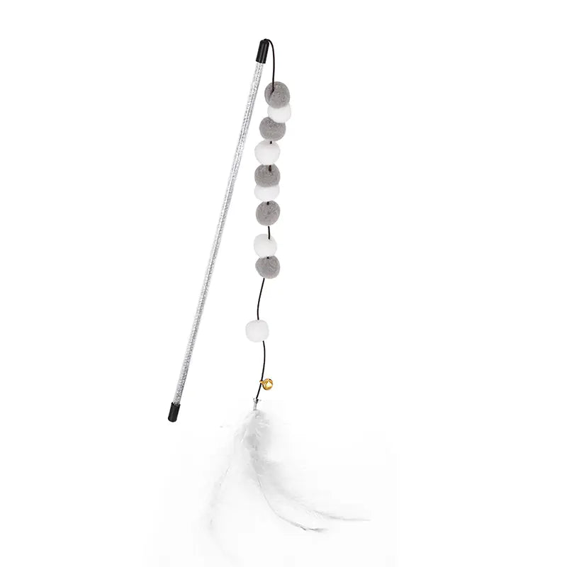 Cat Teaser Wand with Pom Poms