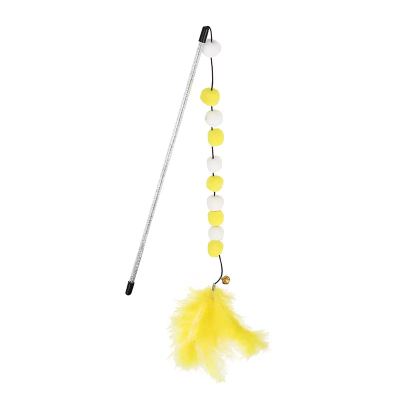Cat Teaser Wand with Pom Poms